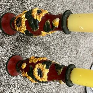 Two signature home collection sunflower candle holders